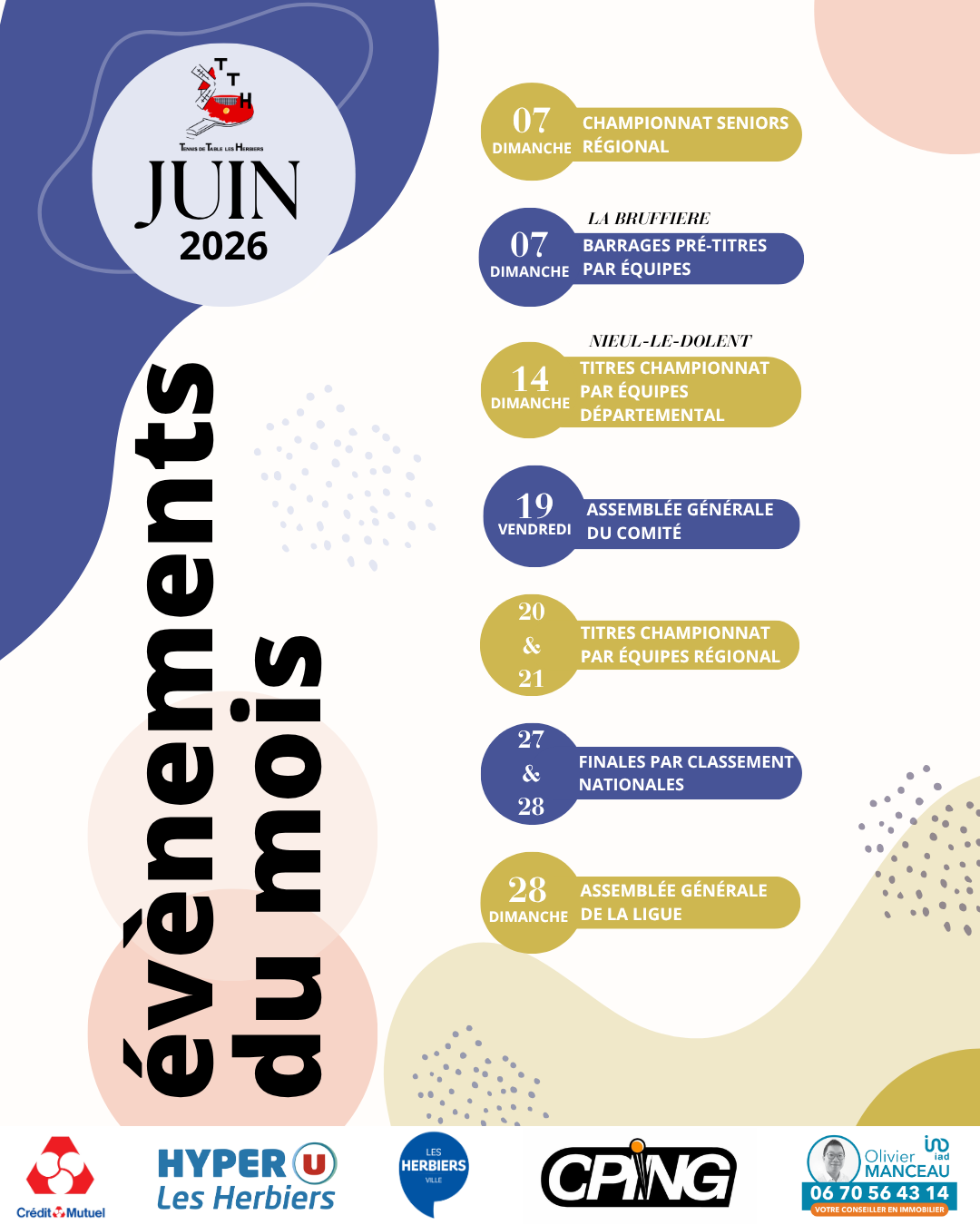 AGENDA DU MOIS : JUIN